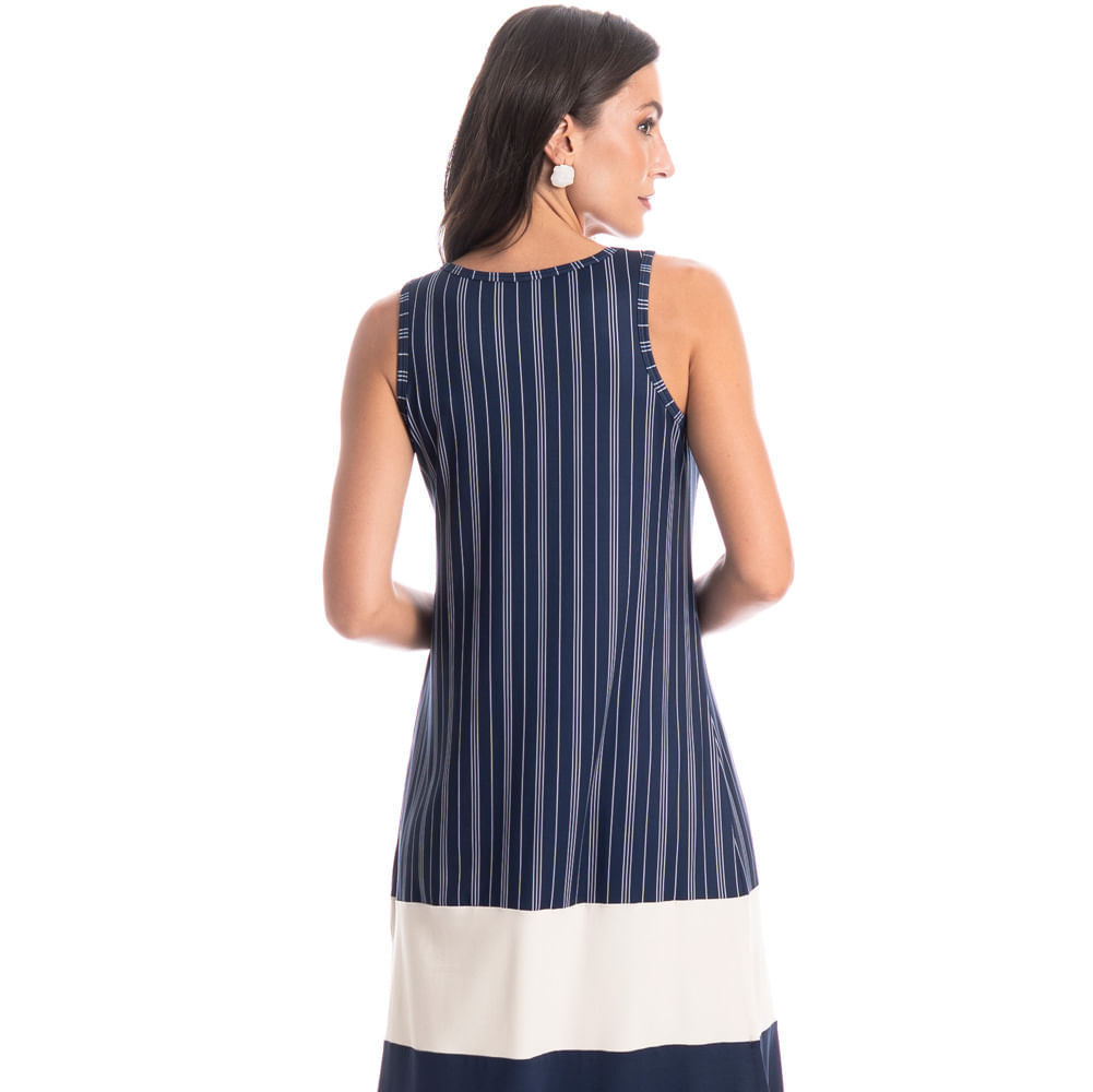 Vestido Midi Regata Stripes Azul-marinho - Imagem 2