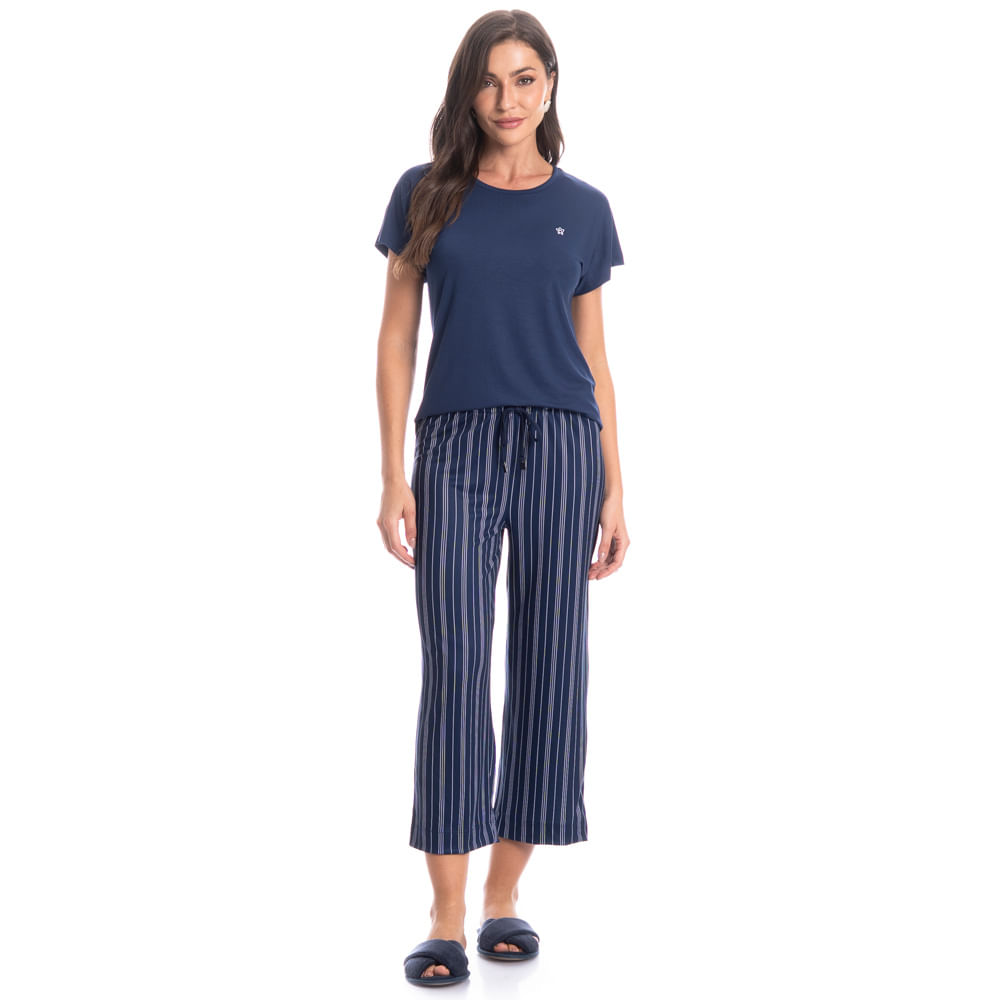 Pijama Feminino Capri Stripes - Imagem 3 - Mobile