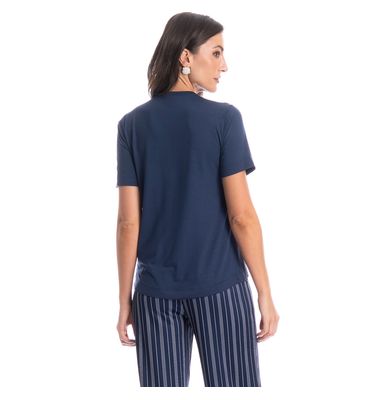 Pijama Feminino Longo Manga Curta Stripes - Imagem 2 - Mobile