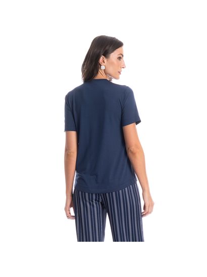 Pijama Feminino Longo Manga Curta Stripes - Imagem 2 - Desktop