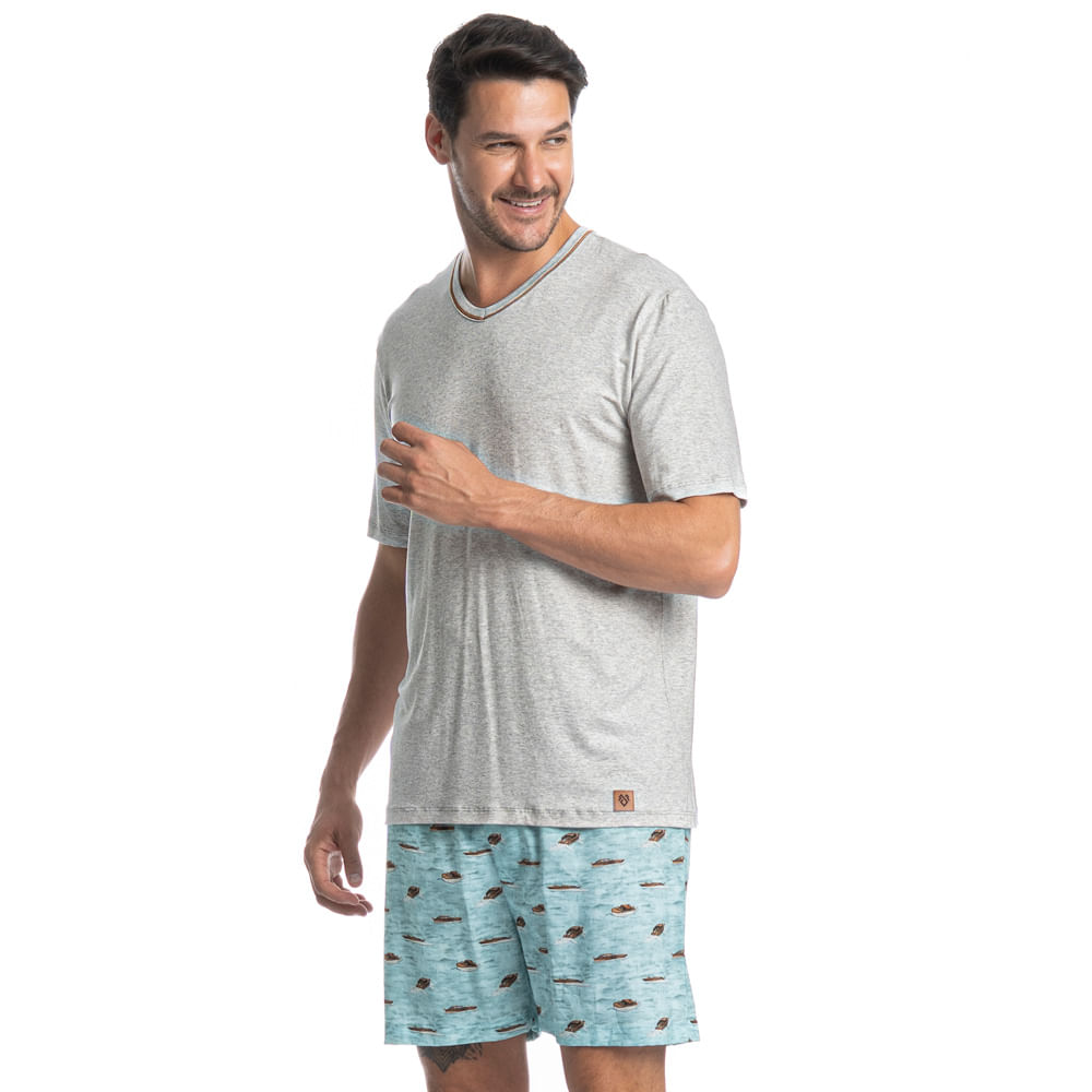 Pijama Masculino Curto Al Mare Tombini Azul-2 - Imagem 1