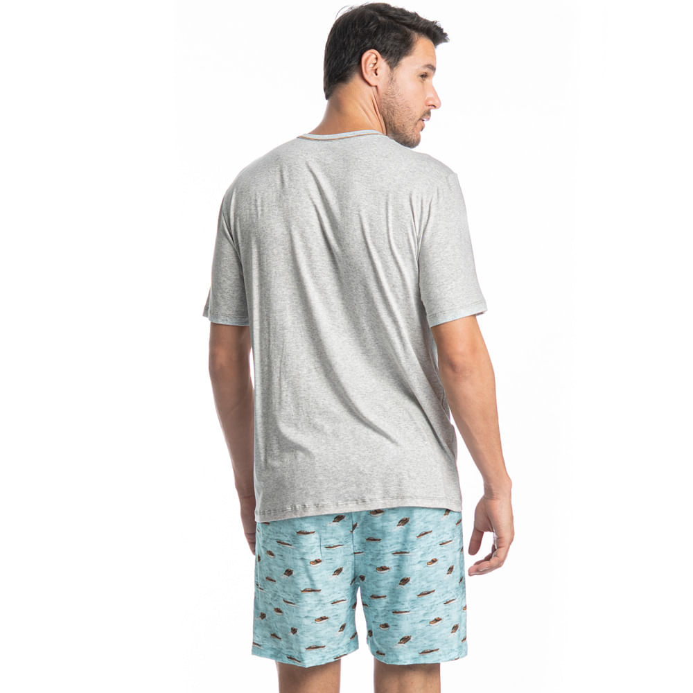 Pijama Masculino Curto Al Mare Tombini Azul-2 - Imagem 2