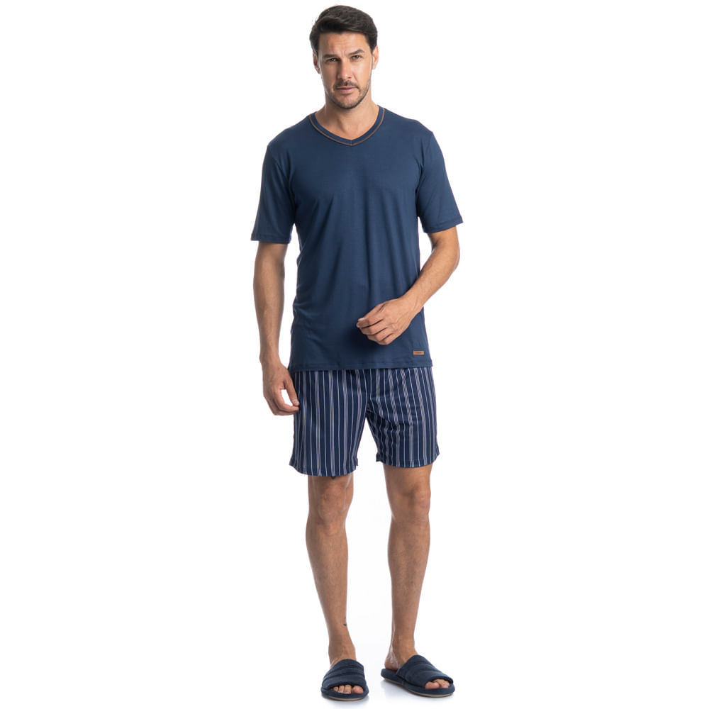 Pijama Masculino Curto Stripes Tombini - Imagem 3 - Mobile
