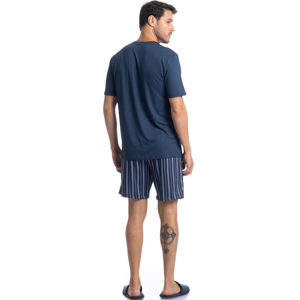 Pijama Masculino Curto Stripes Tombini - Imagem 4 - Mobile