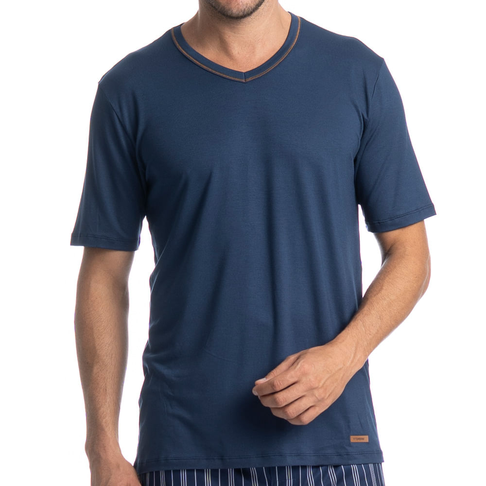 Pijama Masculino Curto Stripes Tombini - Imagem 5 - Mobile