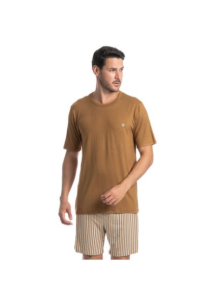 Pijama Masculino Curto Bernardo Tombini Bege - Imagem 1