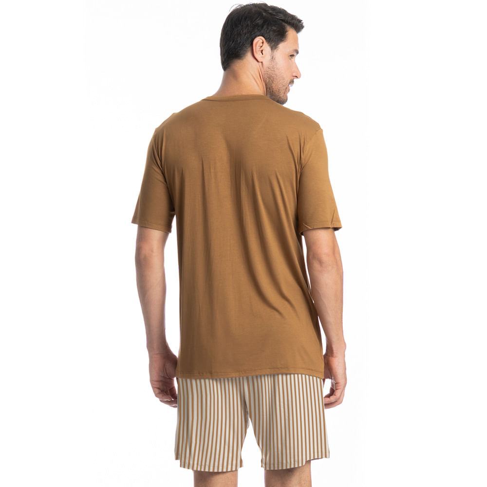Pijama Masculino Curto Bernardo Tombini Bege - Imagem 2
