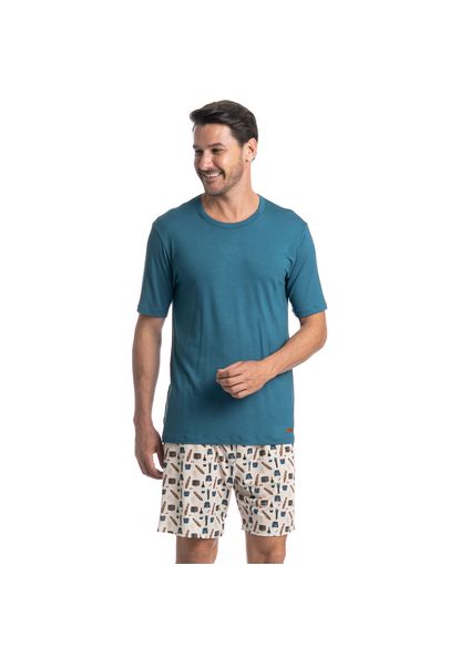 Pijama Masculino Curto Italy Tombini Azul-2 - Imagem 1