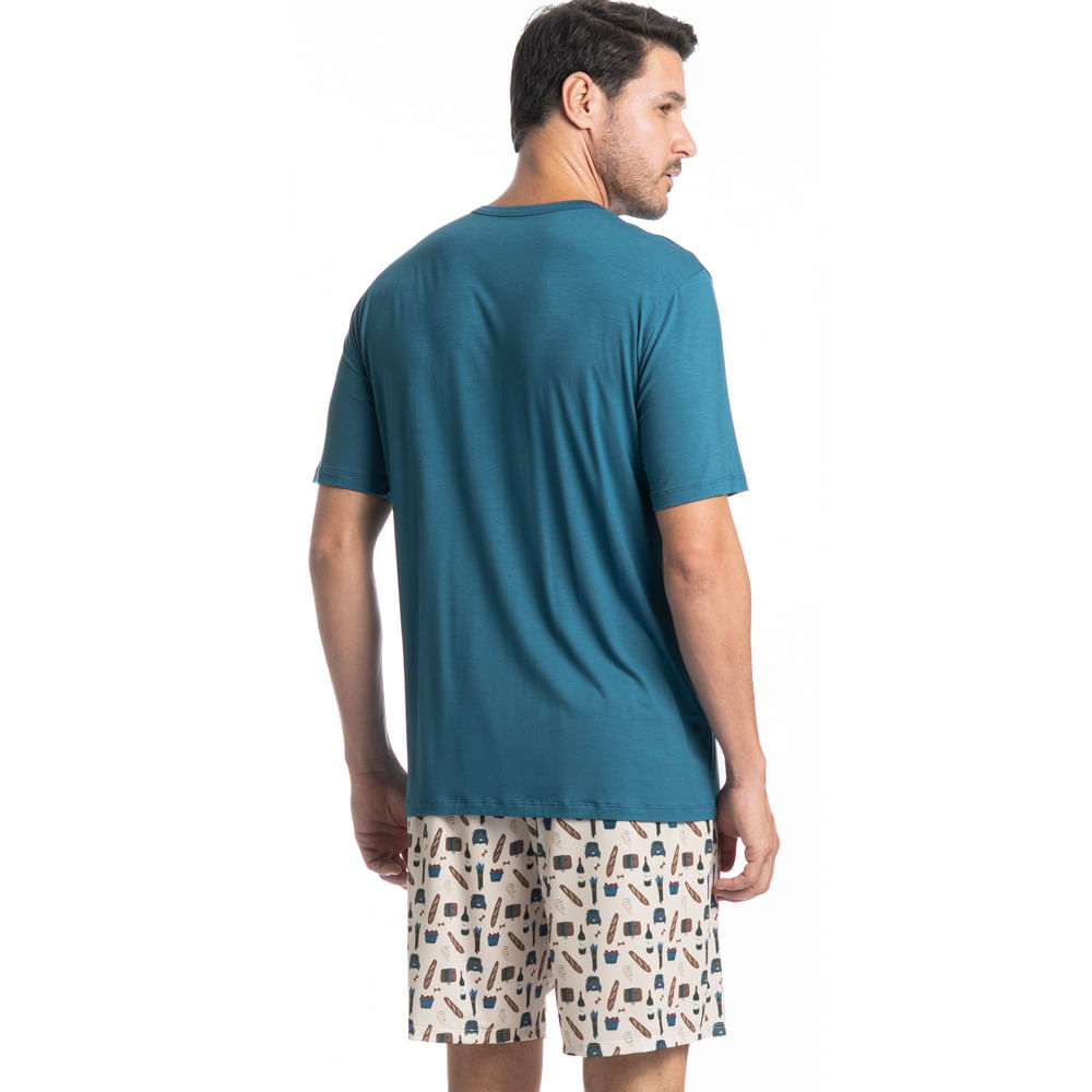 Pijama Masculino Curto Italy Tombini Azul-2 - Imagem 2