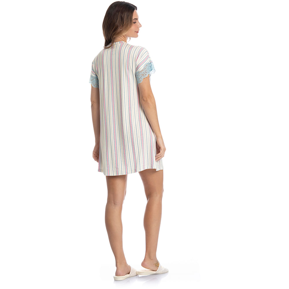 Camisão Curto Abotoado Com Renda Melissa - Imagem 3 - Mobile