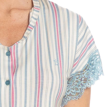 Camisão Curto Abotoado Com Renda Melissa - Imagem 5 - Mobile