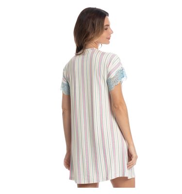 Camisão Curto Abotoado Com Renda Melissa - Imagem 2 - Mobile