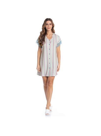 Camisão Curto Abotoado Com Renda Melissa - Imagem 4 - Desktop
