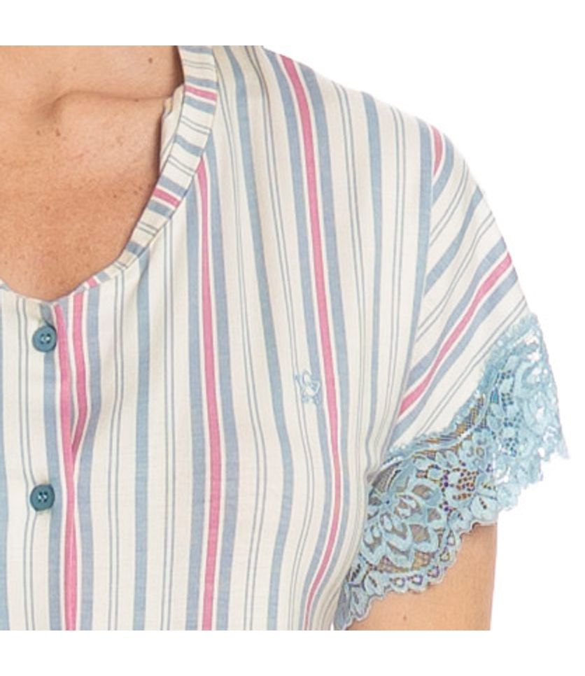 Camisão Curto Abotoado Com Renda Melissa - Imagem 5 - Desktop