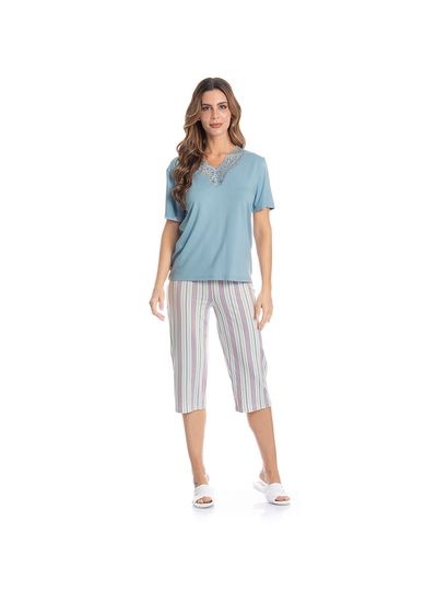 Pijama Feminino Pescador Com Renda Melissa - Imagem 3 - Desktop