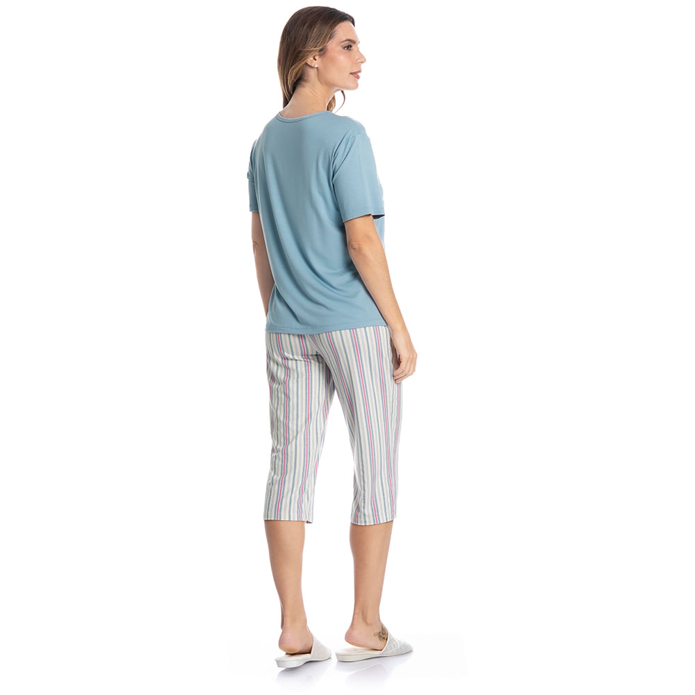 Pijama Feminino Pescador Com Renda Melissa - Imagem 4 - Mobile