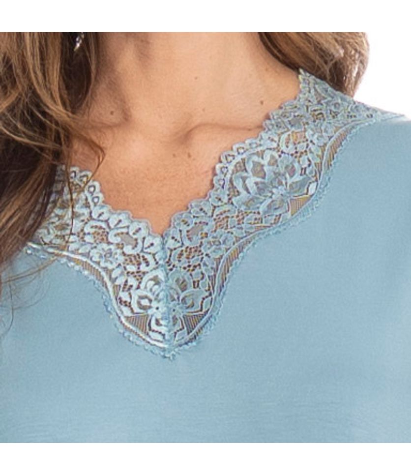 Pijama Feminino Pescador Com Renda Melissa - Imagem 5 - Desktop