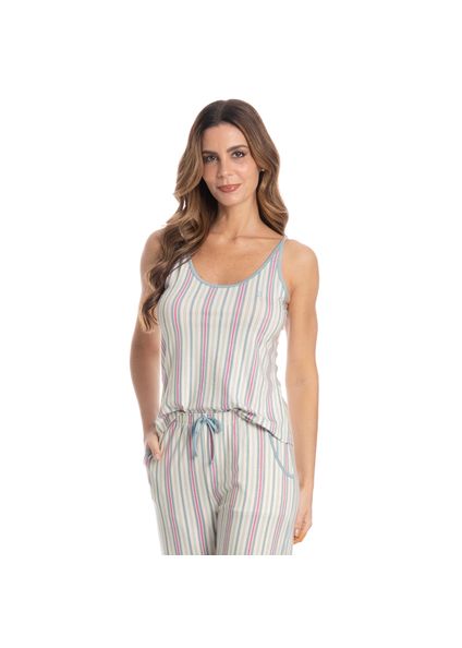Pijama Feminino Capri Com Bolso Melissa Azul - Imagem 1