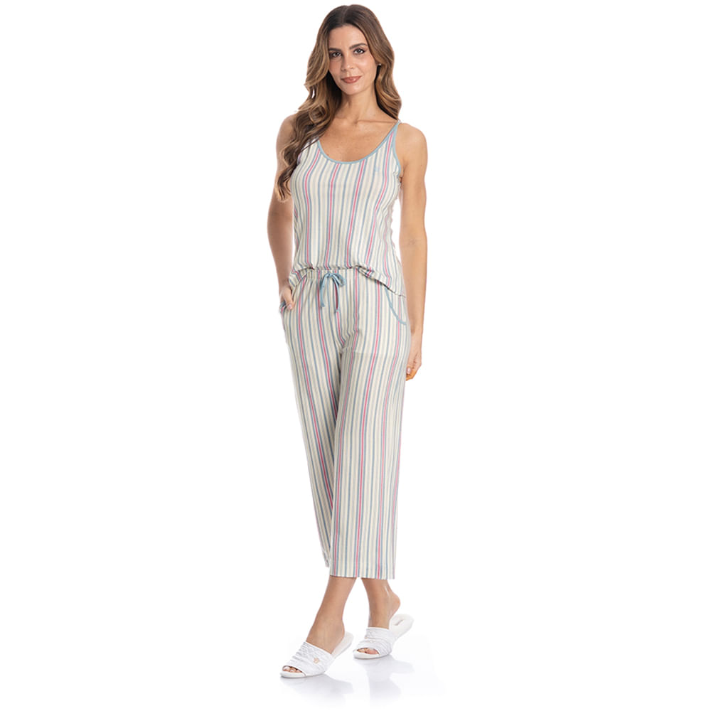 Pijama Feminino Capri Com Bolso Melissa - Imagem 3 - Mobile