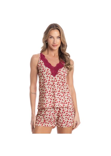 Short Doll Com Renda Primavera Rosa - Imagem 1