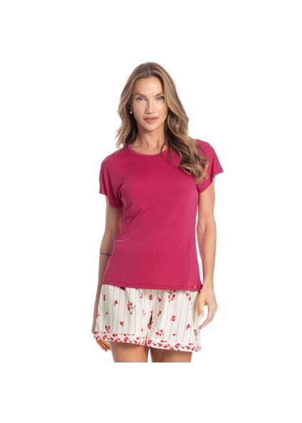 Pijama Curto Feminino Primavera Rosa - Imagem 1