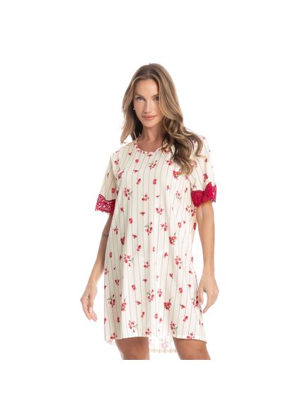 Camisão Feminino Curto Com Renda Primavera Rosa - Imagem 1