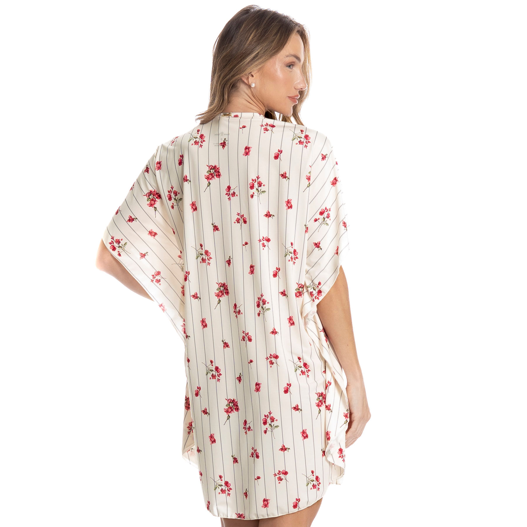 Kaftan Curto Primavera Rosa - Imagem 2