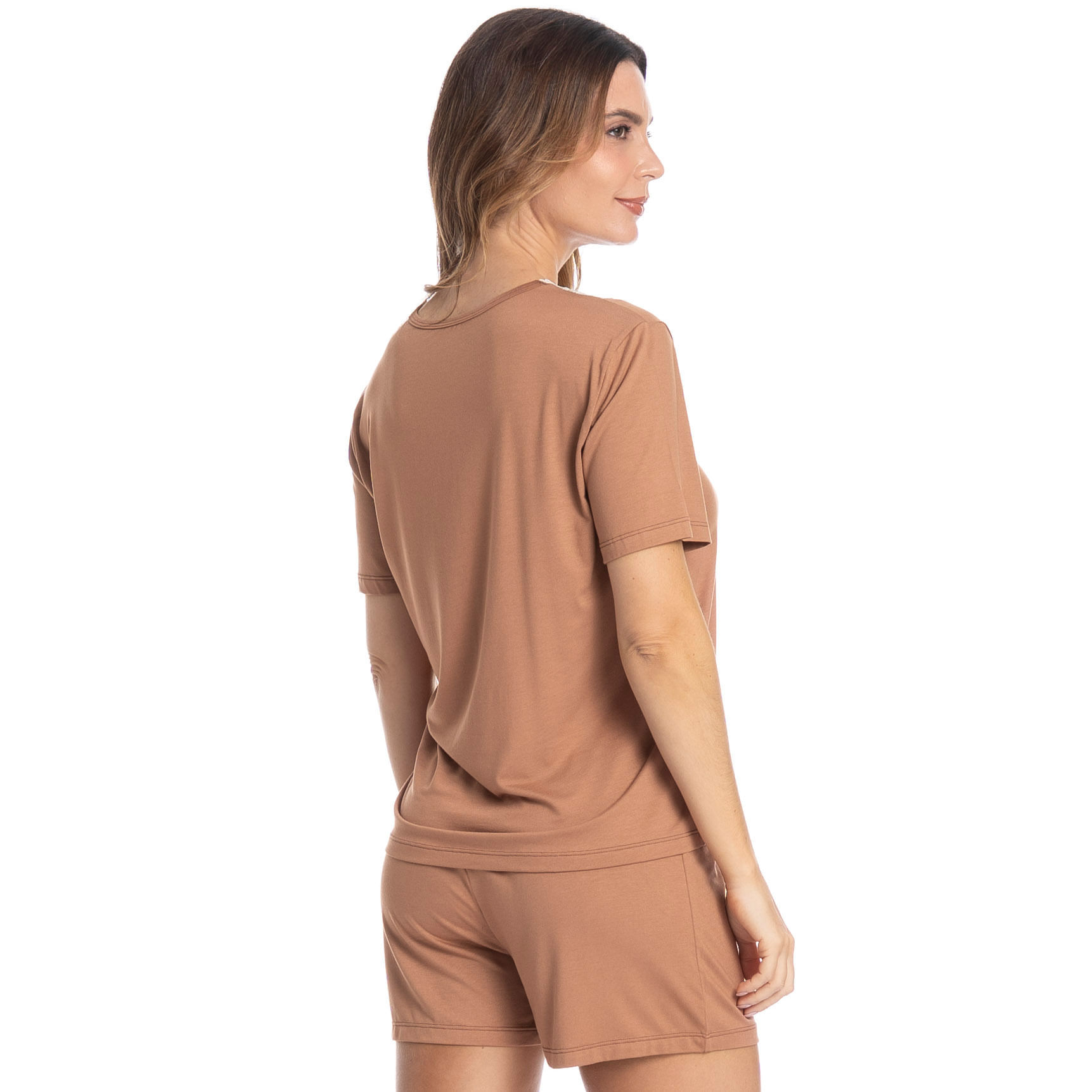 Pijama Curto Com Renda Marisa Bege - Imagem 2