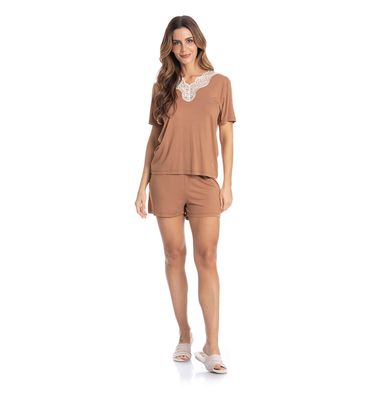 Pijama Curto Com Renda Marisa - Imagem 3 - Mobile