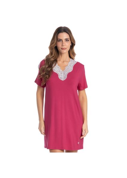 Camisão Curto Com Renda Marisa Rosa - Imagem 1