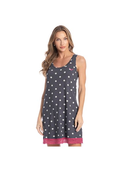 Camisão Feminino Regata Com Renda Mel Cinza - Imagem 1