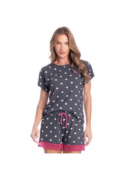 Pijama Curto Feminino Mel Cinza - Imagem 1
