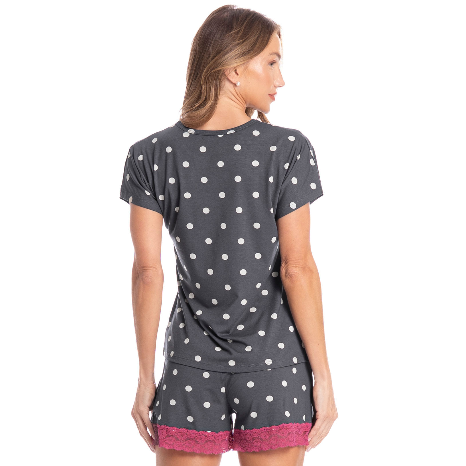 Pijama Curto Feminino Mel Cinza - Imagem 2