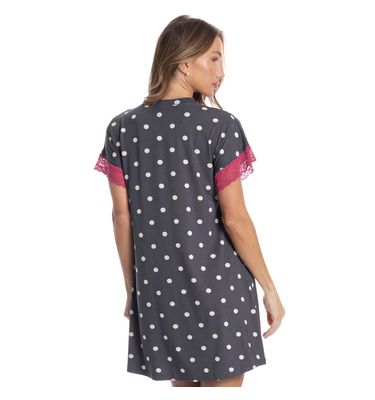 Camisão Curto Abotoado Com Renda Mel - Imagem 2 - Mobile
