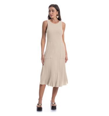 Vestido Midi Com Bolso Canelado - Imagem 3 - Mobile