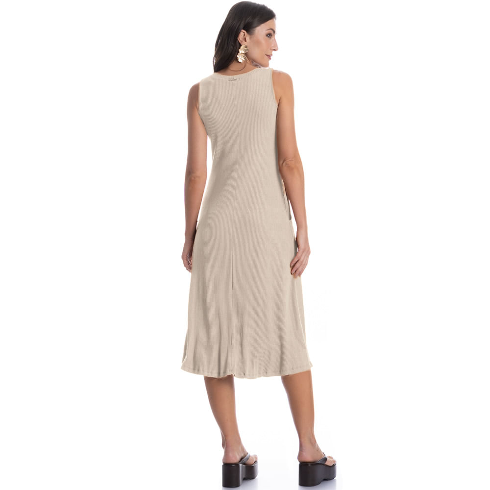 Vestido Midi Com Bolso Canelado - Imagem 4 - Mobile