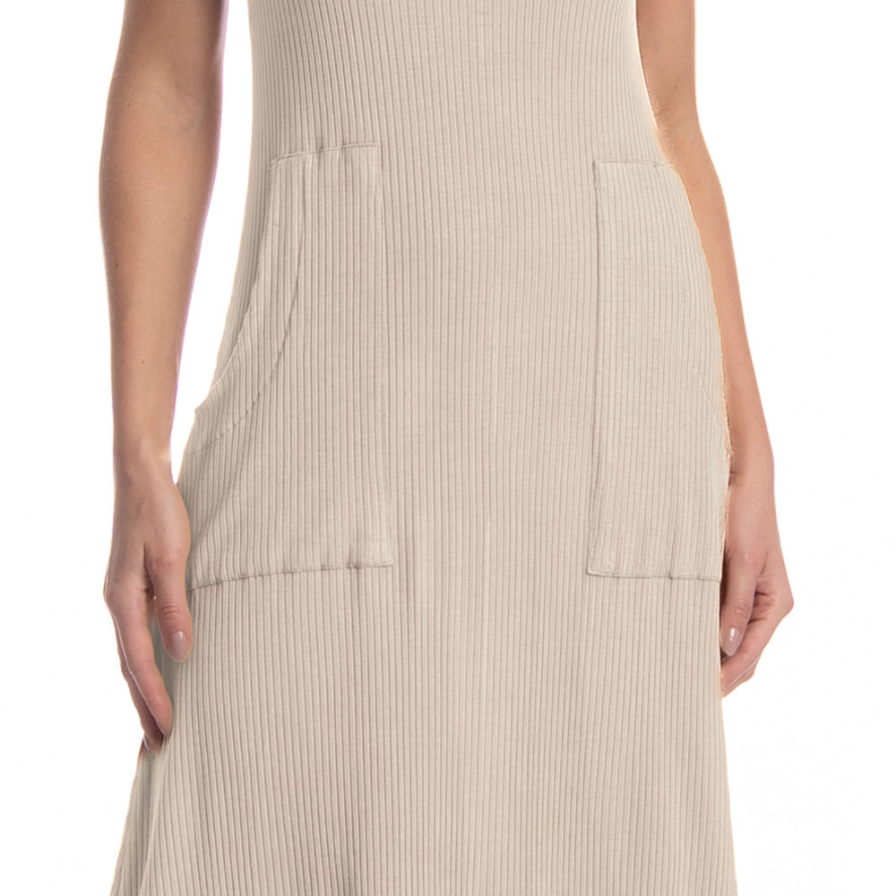 Vestido Midi Com Bolso Canelado - Imagem 5 - Mobile