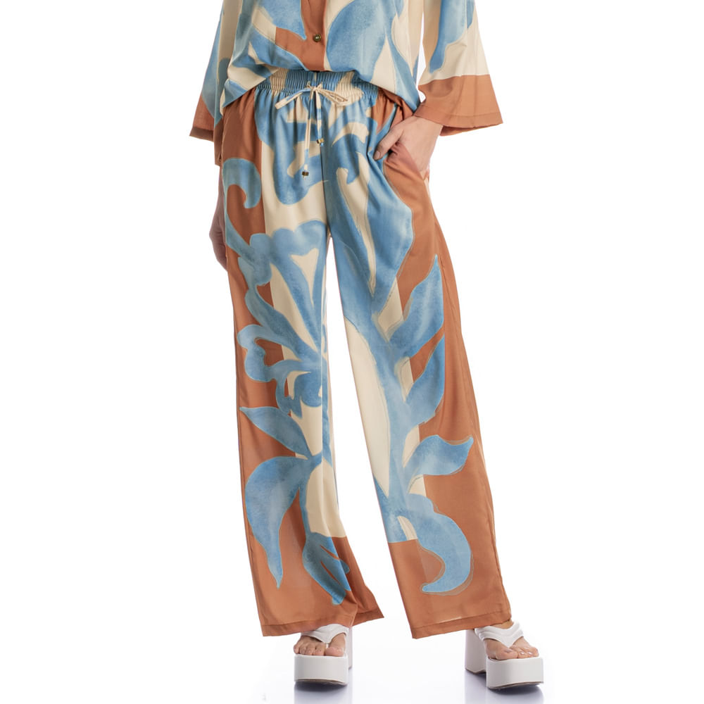 Calça Feminina Com Bolso Barroco Marrom - Imagem 1