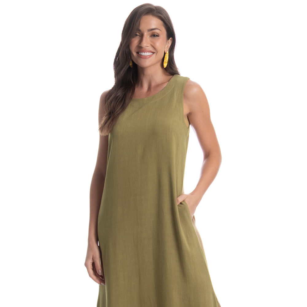 Vestido Regata Com Bolso Belize Verde - Imagem 1