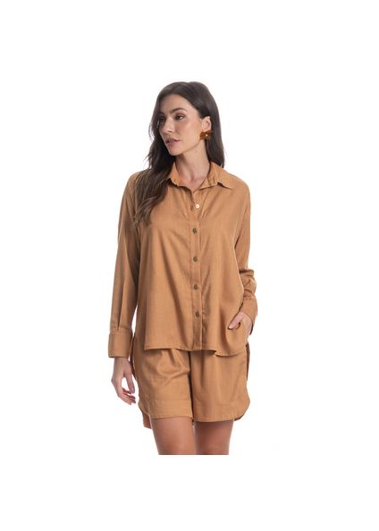 Camisa Feminina Linno Bege - Imagem 1