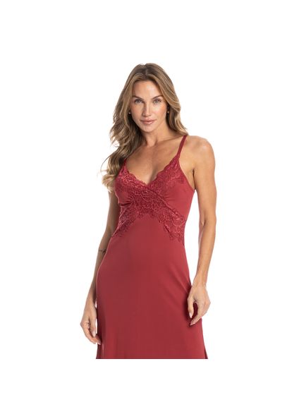Camisola Midi Com Renda Manu Colors Vermelho - Imagem 1