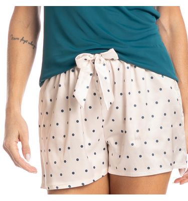Pijama Feminino Curto Cetim Lara - Imagem 5 - Mobile