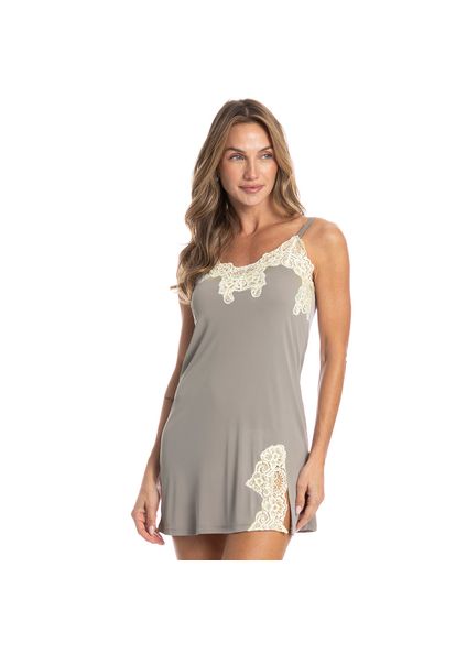 Camisola Curta Com Renda Diana Bege - Imagem 1