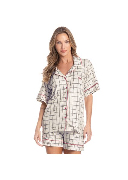 Pijama Feminino Curto Americano Lorena Branco - Imagem 1