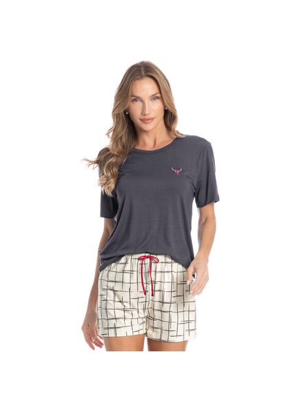 Pijama Feminino Curto Lorena Branco - Imagem 1