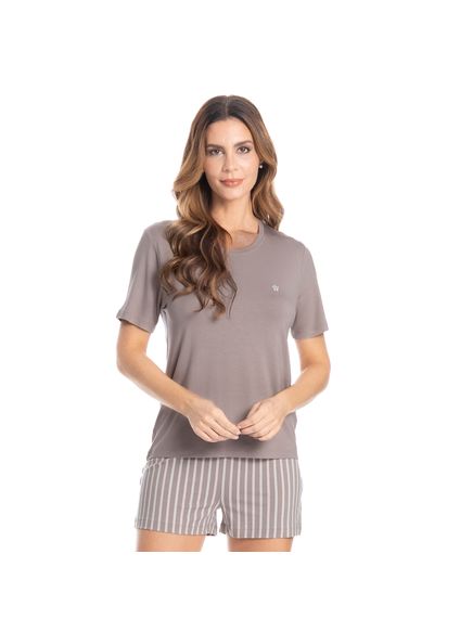 Pijama Curto Latte Bege - Imagem 1