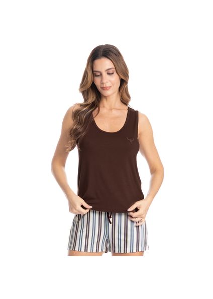 Pijama Curto Regata Lia Bege - Imagem 1