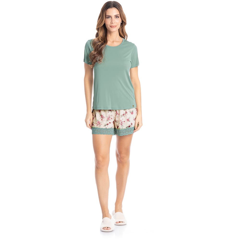 Pijama Curto Com Renda Giulia - Imagem 4 - Mobile