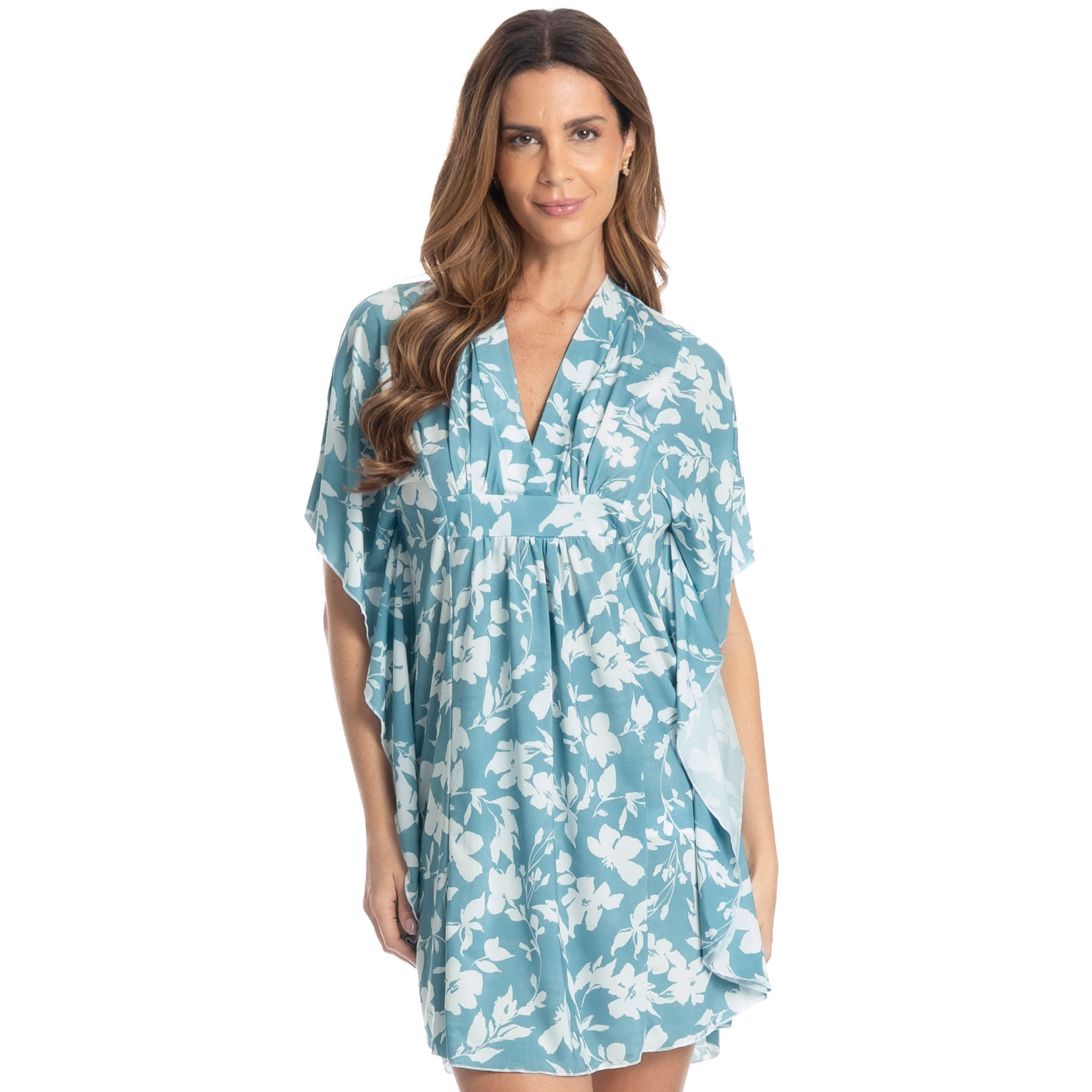 Kaftan Feminino Curto Lígia Azul-2 - Imagem 1