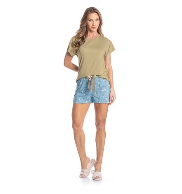 Pijama Feminino Curto Flor - Imagem 3 - Mobile